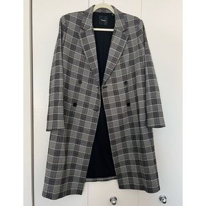 Donating march 1! Theory double breasted plaid coat, size L